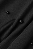 Black Sexy Solid Backless V Neck Sling Dress Dresses