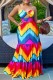 Colour Sexy Print Hollowed Out Backless Spaghetti Strap Long Dress Dresses