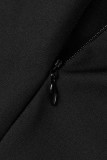 Black Sexy Solid Patchwork See-through V Neck Skinny Jumpsuits