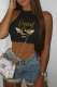 Black Casual Print Basic O Neck Tops