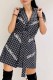 Black Street Letter With Belt Turn-back Collar Tops