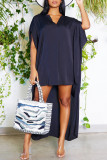 Pink Casual Solid Patchwork Asymmetrical V Neck Straight Dresses