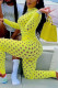 Yellow Fashion Sexy Solid Ripped Patchwork O Neck Regular Jumpsuits