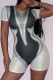 Grey Sexy Print Patchwork O Neck Skinny Rompers