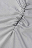 Grey Sexy Solid Hollowed Out Backless Strapless Long Dress Dresses