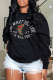 Black Casual Vintage Print Patchwork Letter O Neck Tops