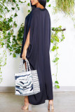 Pink Casual Solid Patchwork Asymmetrical V Neck Straight Dresses
