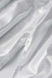 White Sexy Solid Hollowed Out Slit Turtleneck Long Dress Dresses