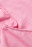 Pink Casual Solid Patchwork Backless Hooded Collar Dresses
