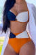 Orange Blue Sexy Solid Patchwork Swimwears