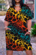 Black Casual Print Patchwork Basic V Neck Short Sleeve Dress