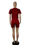 Black Casual Solid Bandage Hollowed Out Patchwork O Neck Short Sleeve Two Pieces