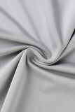 Grey Sexy Solid Hollowed Out Backless Strapless Long Dress Dresses