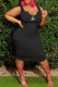 Black Sexy Print Letter U Neck One Step Skirt Dresses