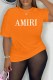 Orange Street Print Letter O Neck T-Shirts