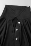 Burgundy Casual Street Solid Patchwork Buckle Turndown Collar Shirt Dress Plus Size Dresses