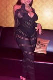 Brown Sexy Solid Hollowed Out Backless Halter Skinny Jumpsuits