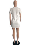 White Casual Street Print Patchwork O Neck T-shirt Dress Dresses
