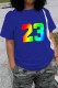 Blue Casual Print Patchwork O Neck T-Shirts
