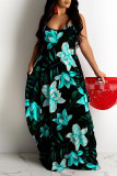Red Sexy Print Patchwork Spaghetti Strap Sling Dress Dresses
