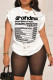 White Sexy Print Patchwork Metal Accessories Decoration O Neck Short Sleeve Two Pieces