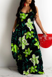 Red Sexy Print Patchwork Spaghetti Strap Sling Dress Dresses