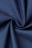 Blue Sexy Solid Bandage Patchwork Backless V Neck Straight Jumpsuits