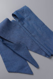 Blue Sexy Solid Bandage Patchwork Backless V Neck Straight Jumpsuits