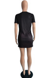 White Casual Street Print Patchwork O Neck T-shirt Dress Dresses