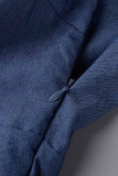 Blue Sexy Solid Bandage Patchwork Backless V Neck Straight Jumpsuits