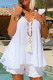 White Casual Solid Patchwork V Neck Two Pieces