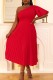 Red Casual Solid Basic Oblique Collar Pleated Dresses