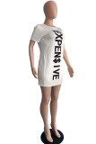 White Casual Street Print Patchwork O Neck T-shirt Dress Dresses