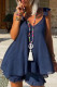 Navy Blue Casual Solid Patchwork V Neck Two Pieces