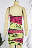 Colour Sexy Print Backless Spaghetti Strap Sleeveless Dress Dresses