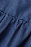 Blue Sexy Solid Bandage Patchwork Backless V Neck Straight Jumpsuits