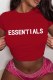 Red Casual Print Letter O Neck T-Shirts