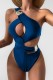 Blue Sexy Solid Patchwork Backless Swimwears (With Paddings)