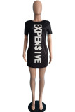 White Casual Street Print Patchwork O Neck T-shirt Dress Dresses