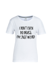 White Casual Sweet Street Print Patchwork Letter O Neck T-Shirts