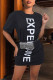Black Casual Street Print Patchwork O Neck T-shirt Dress Dresses