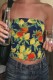 Blue Sexy Casual Print Backless Strapless Tops