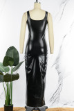 Black Sexy Solid Basic U Neck Vest Dress Dresses
