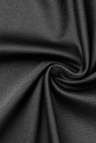 Black Elegant Solid Patchwork U Neck Evening Dress Dresses