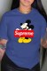 Blue Fashion Casual Character Print Letter O Neck T-Shirts