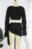 Green Sexy Solid Bandage V Neck Long Sleeve Two Pieces