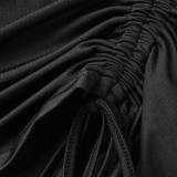 Pink Casual Solid Fold Skinny High Waist Conventional Solid Color Skirt