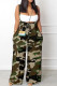Camouflage Casual Print Patchwork Spaghetti Strap Straight Jumpsuits