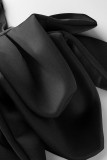 Black Elegant Solid Patchwork U Neck Evening Dress Dresses