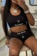 Black Street Print Letter U Neck Sleeveless Two Pieces